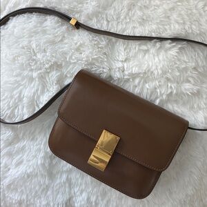 NWOT Elegant Brown Leather Box Bag Crossbody 🤎